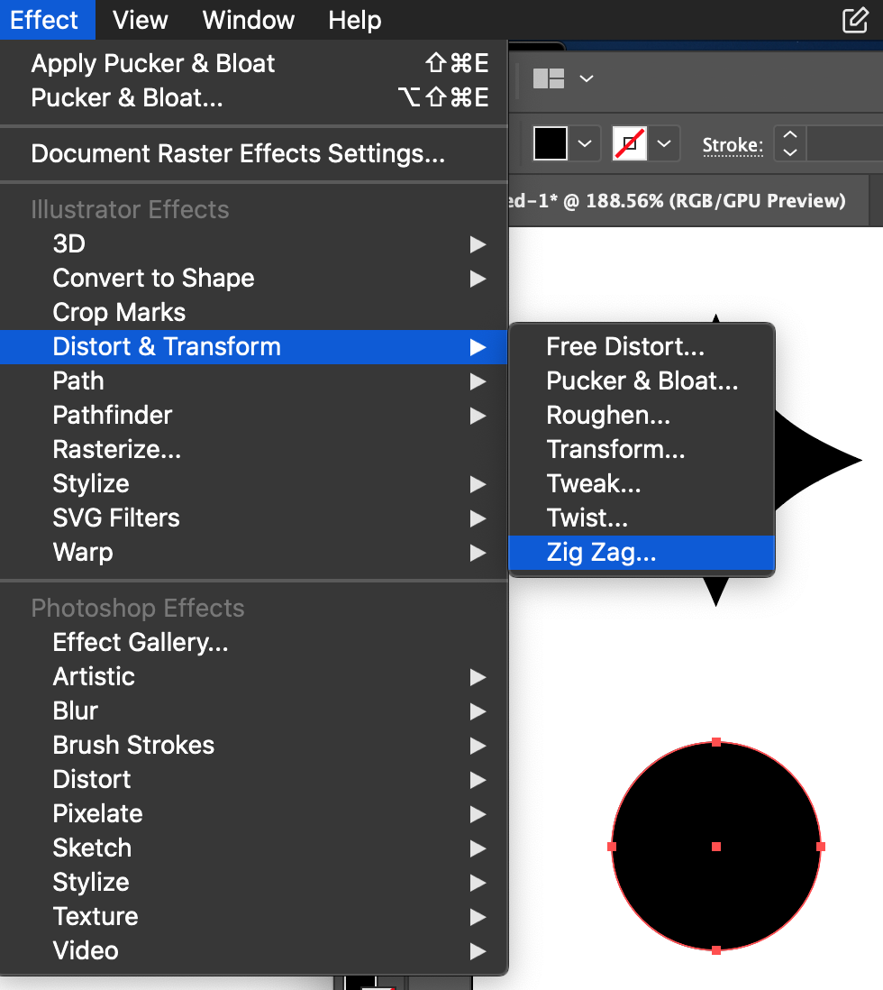 이펙트 지그재그 메뉴