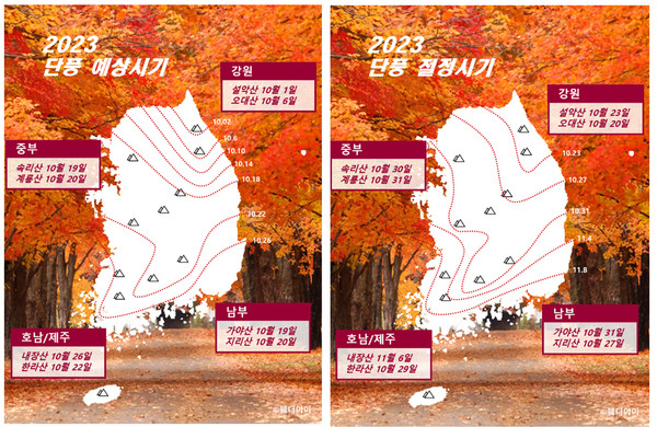 2023 전국 첫 단풍 시작 및 절정 시기 알아보기