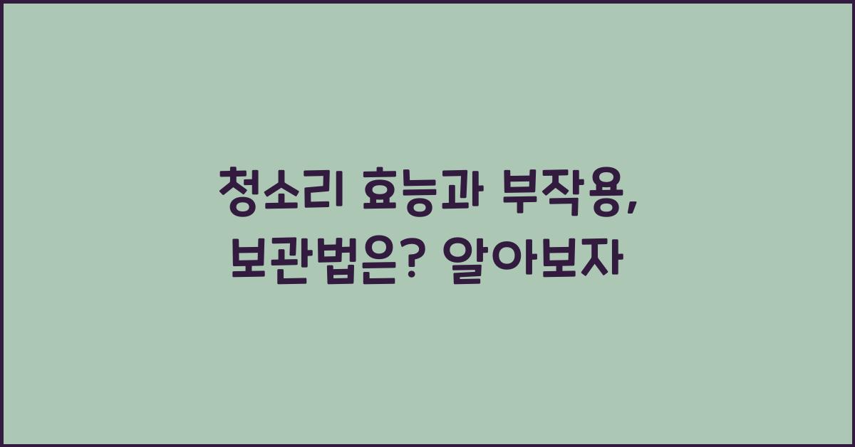 청소리 효능과 부작용, 섭취 시 유의사항과 보관법