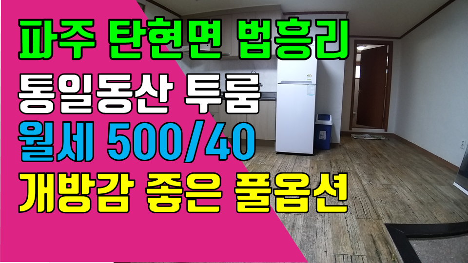  파주 탄현면 법흥리 통일동산 성동리 프로방스 헤이리 투룸 월세 500/40만 개방감 좋고 도배장판 깨끗한 넓은 투룸 1층 깔끔한 풀옵션 조용한 집