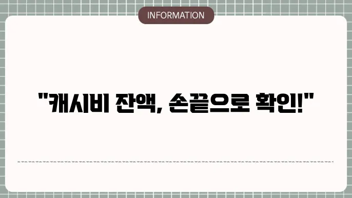 캐시비 인터넷 , 어플로 잔액조회 쉽게 하는방법
