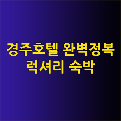 경주 호텔 공간 완벽정복 가이드! 럭