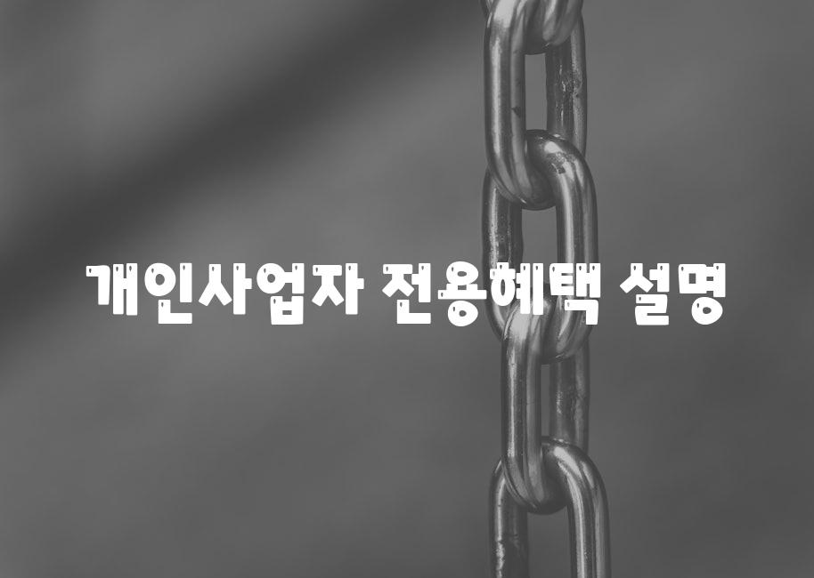 개인사업자 전용혜택 설명