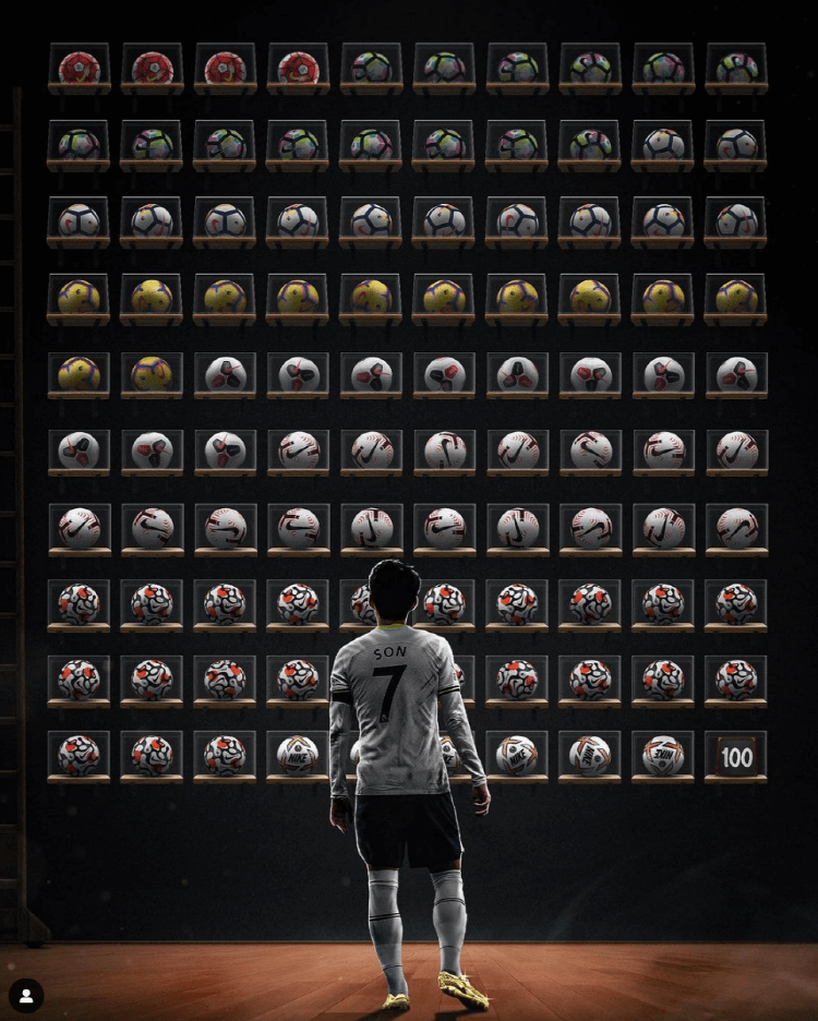 손흥민 EPL 100호골 기념 인스타그램 사진