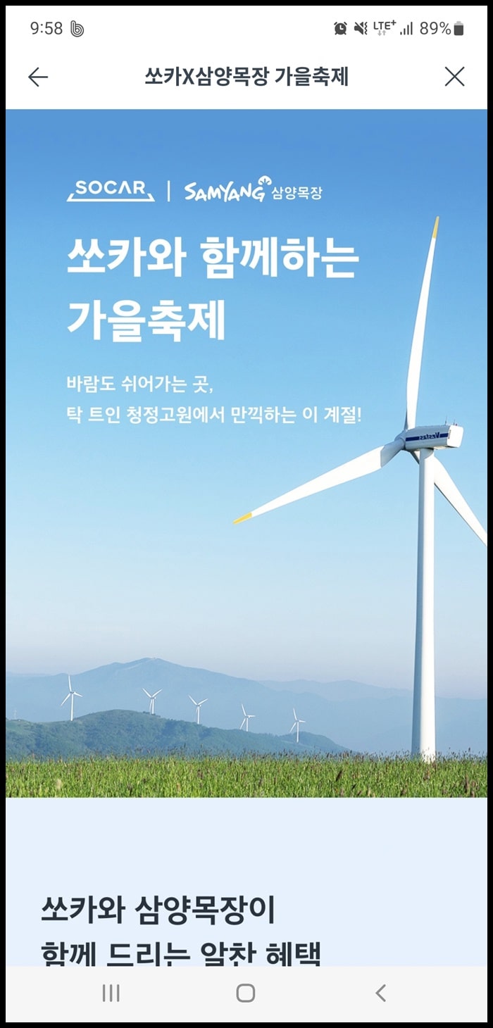  쏘카 - 삼양목장 가을축제 (강원도 쏘카존 최대 60% 할인)