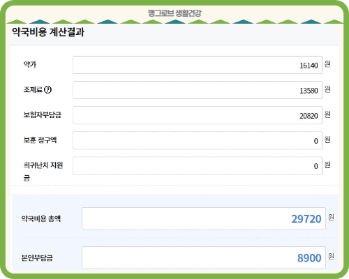 다모다트정 30일치 약제비