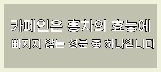  카페인은 홍차의 효능에 빠지지 않는 성분 중 하나입니다