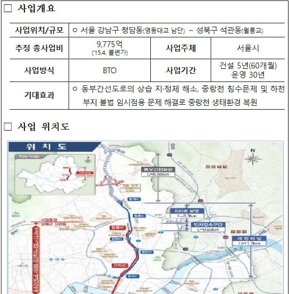 기재부, 동부간선도로 지하화 등 3개 안건 민투심 통과