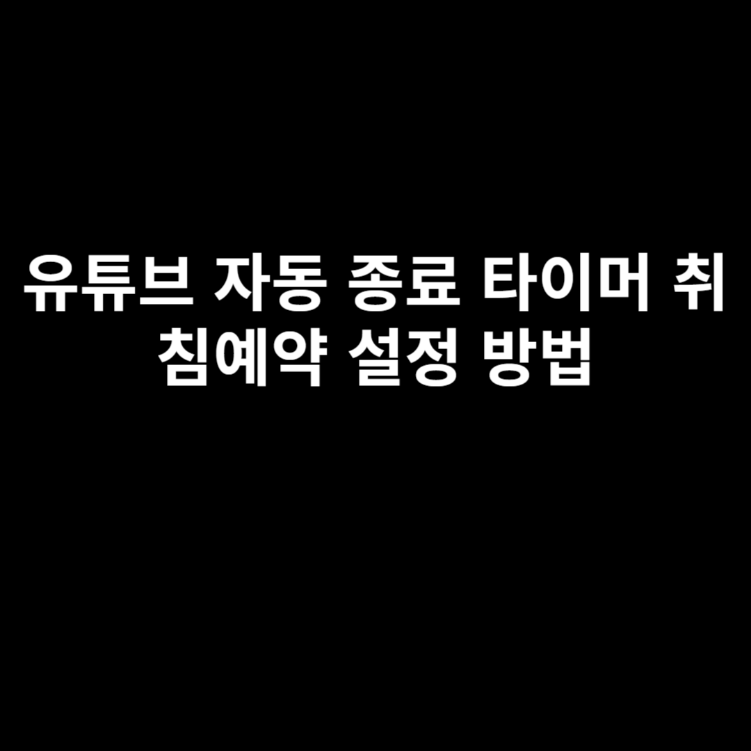유튜브 자동 종료 타이머 취침예약 설정 방법 유튜브 자동 종료 타이머 취침예약 설정 방법