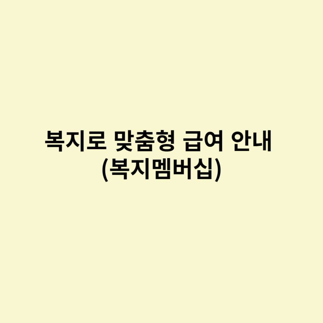  맞춤형 급여 안내 (복지멤버십) 혜택 알아보기