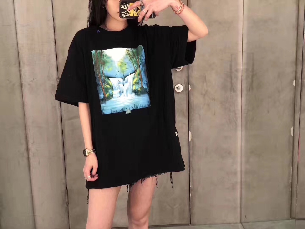  [OFF WHITE] 오프화이트 워터풀 프린트 반팔 티셔츠