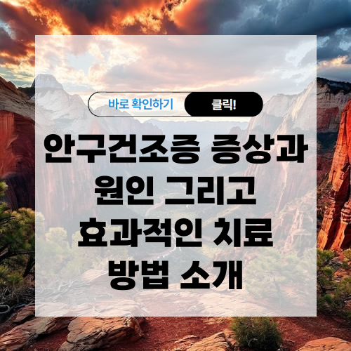 안구건조증 증상과 원인 그리고 효과적인 치료 방법 알아보기