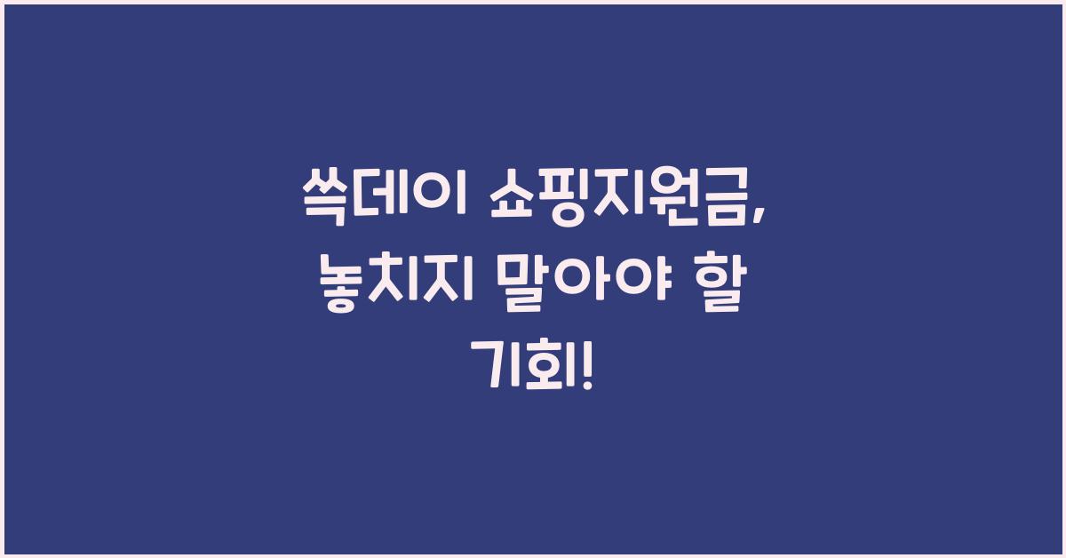 쓱데이 쇼핑지원금