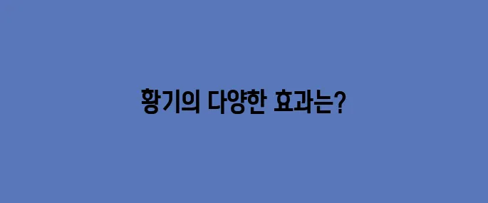 황기 효능, 부작용 및 먹는법