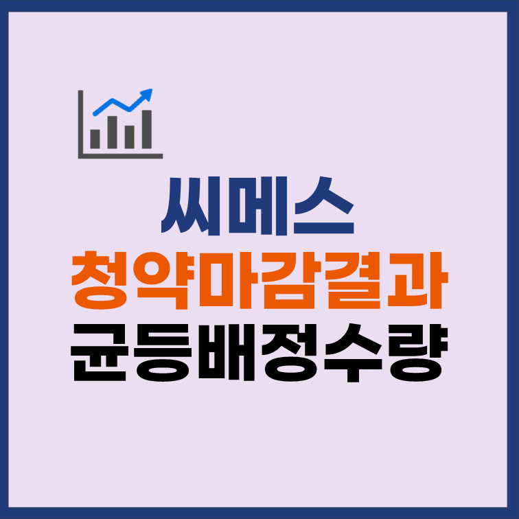 씨메스 균등배정 수량 청약마감 결과 비례경쟁률