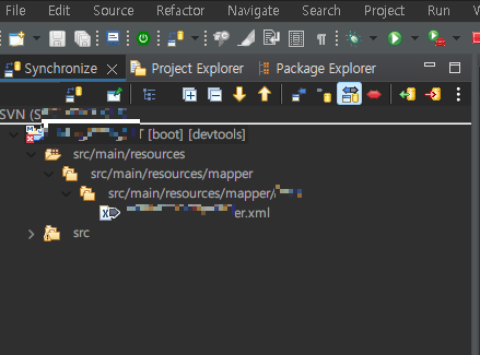 STS에서 SVN 소스를 업데이트할 때 충돌을 해결하는 방법 1