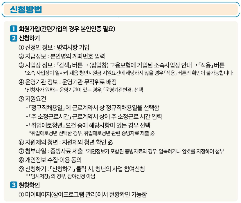 일자리 채움 청년지원금 신청 방법