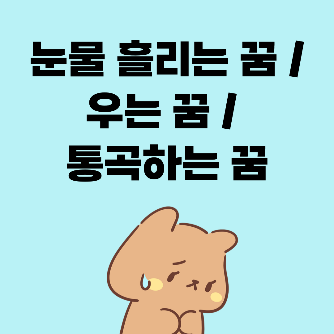 [꿈해몽] 눈물 흘리는 꿈 / 우는 꿈 / 통곡하는 꿈