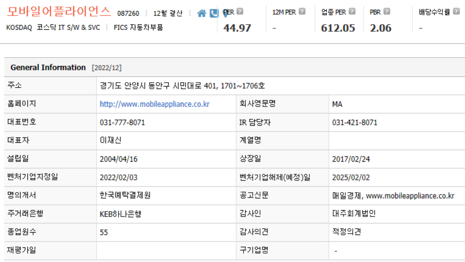 모바일어플라이언스 기업개요