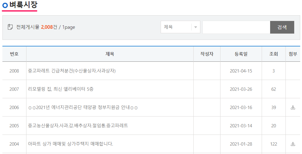 상주시청-벼룩시장-중고물건-거래-게시판