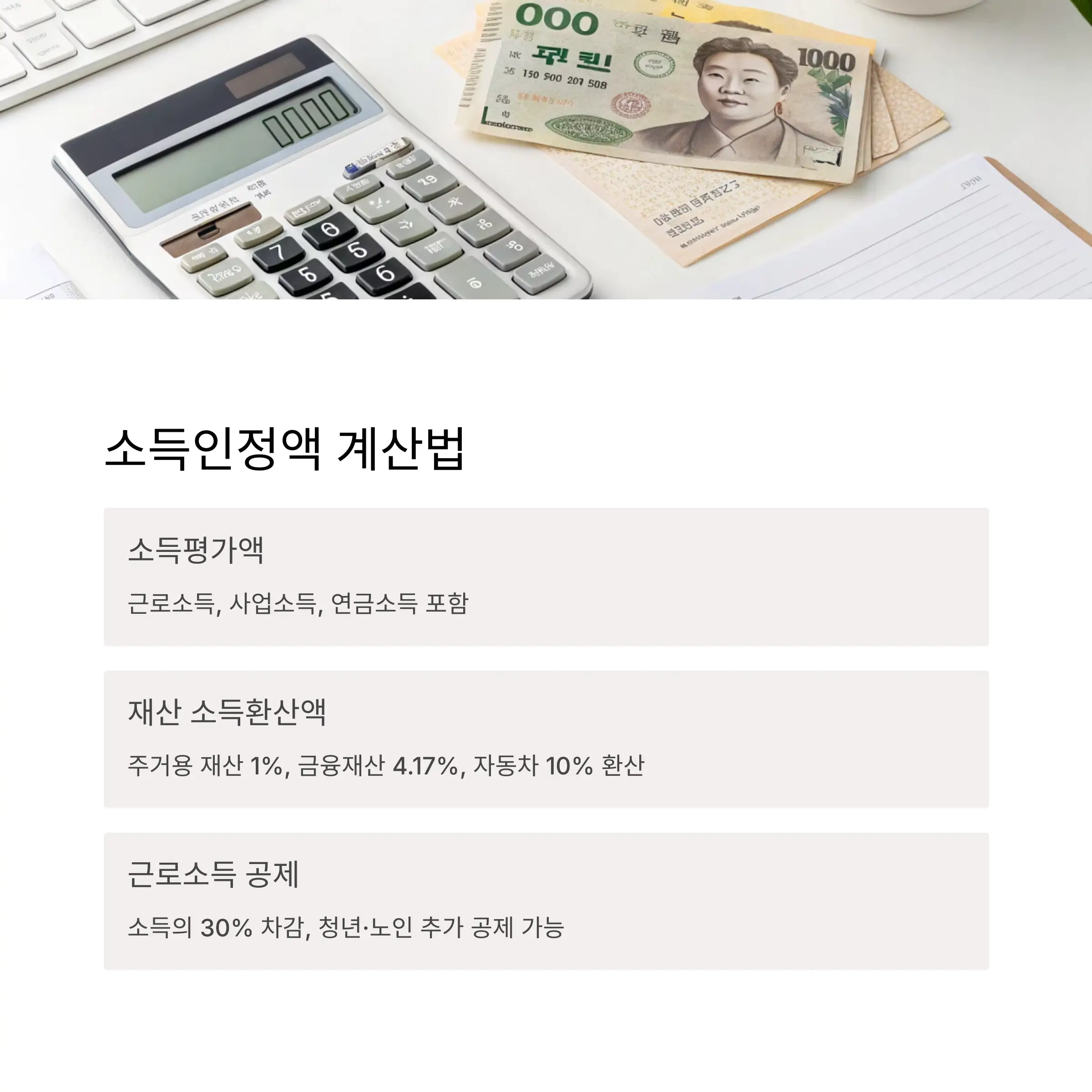 소득인정액 계산 방법