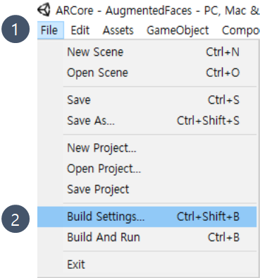 코더제로 유니티 매뉴얼 ARCore Build Settings