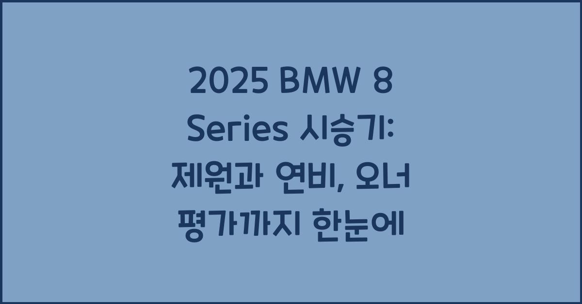 2025 BMW 8 Series 시승기 제원 연비 장단점 유지비 오너평가