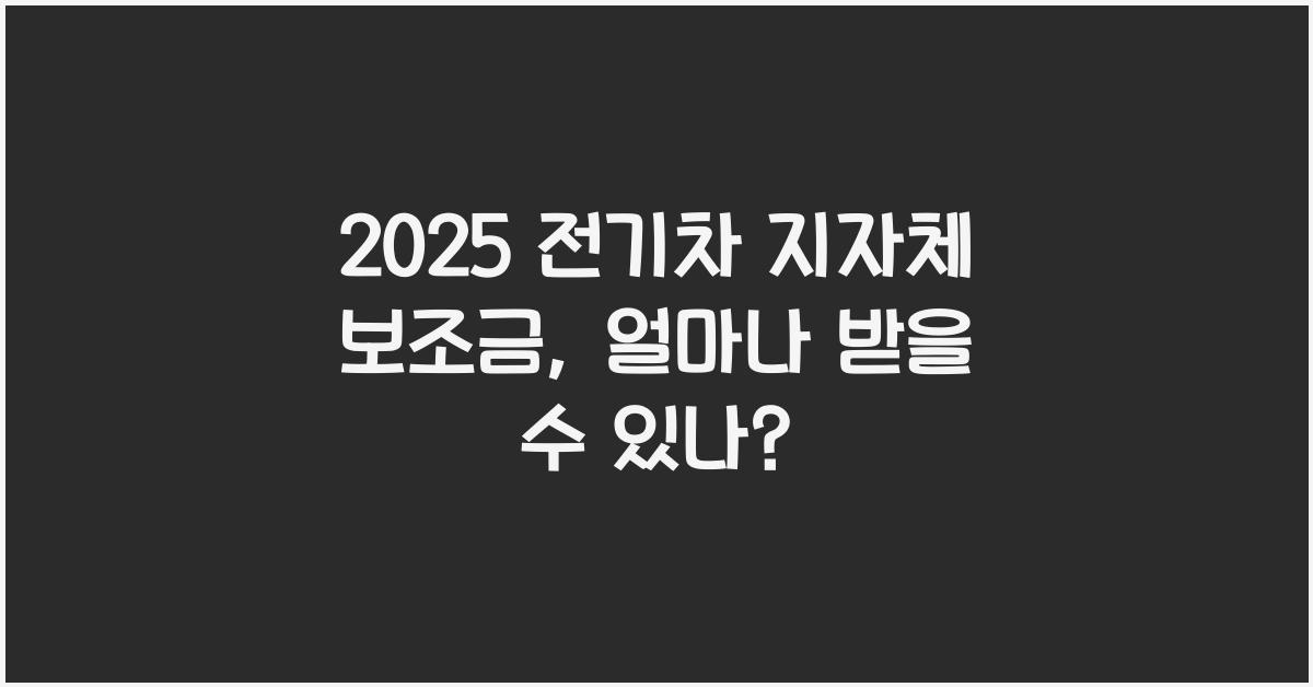 2025 전기차 지자체 보조금