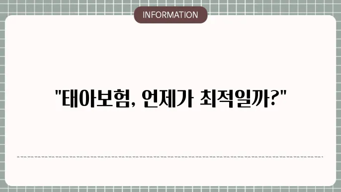 태아보험 가입시기 - 최적의 가입 시점 및 조건