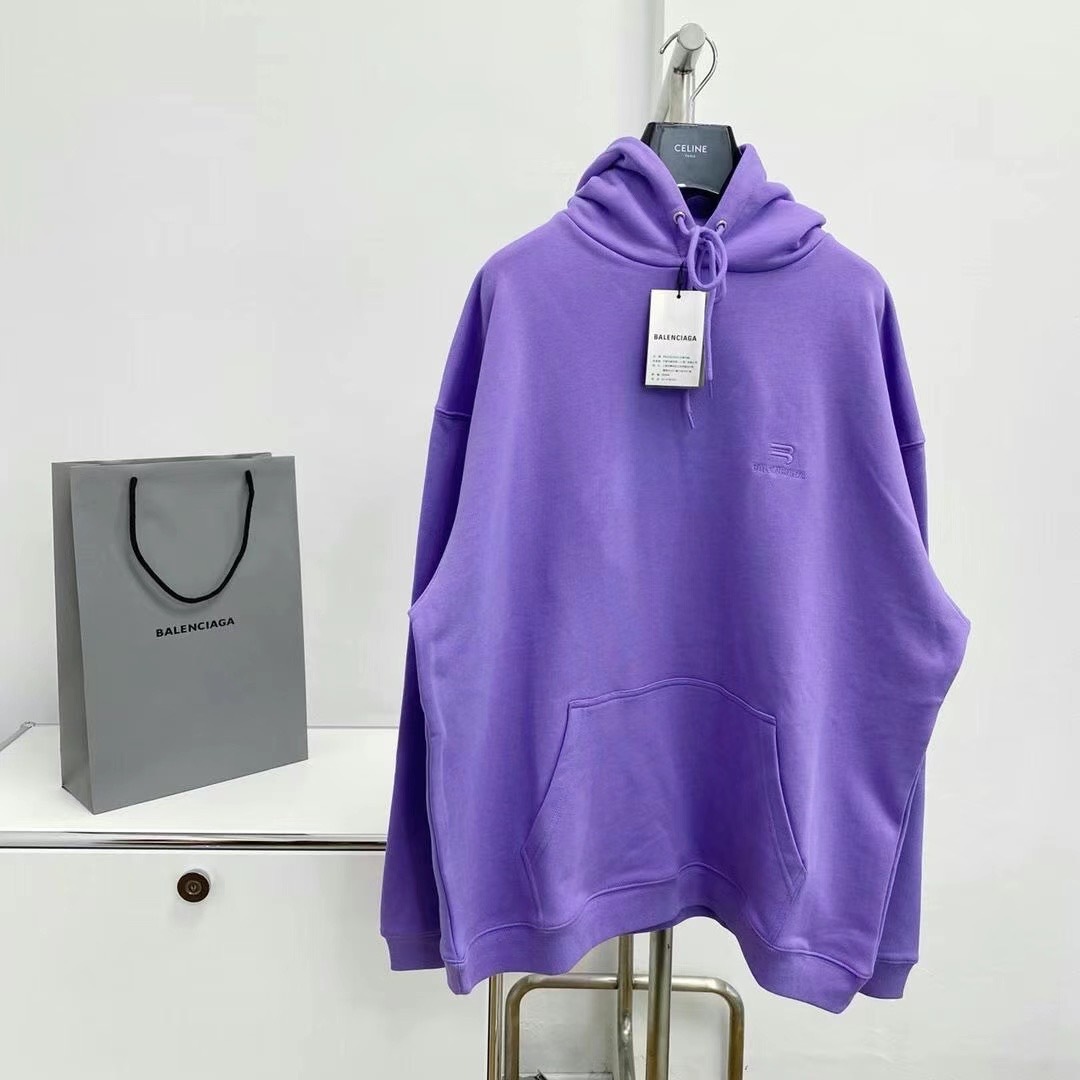  [BALENCIAGA] 발렌시아가 로고 퍼플 스웨트 셔츠 후드 티셔츠 641675 TKVJ1 3072