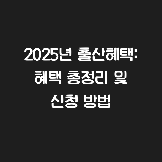 2025년 출산혜택: 혜택 총정리 및 신청 방법 대표 이미지