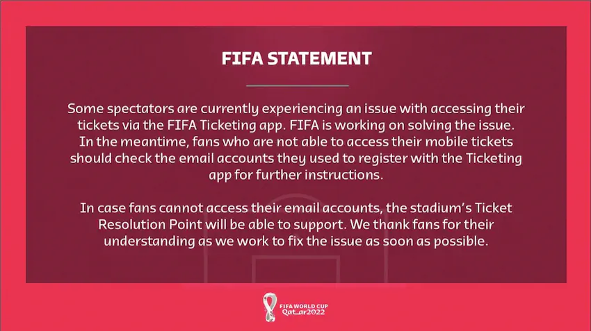 잉글랜드 이란 월드컵 경기 입장 불가 입장 어플 오류