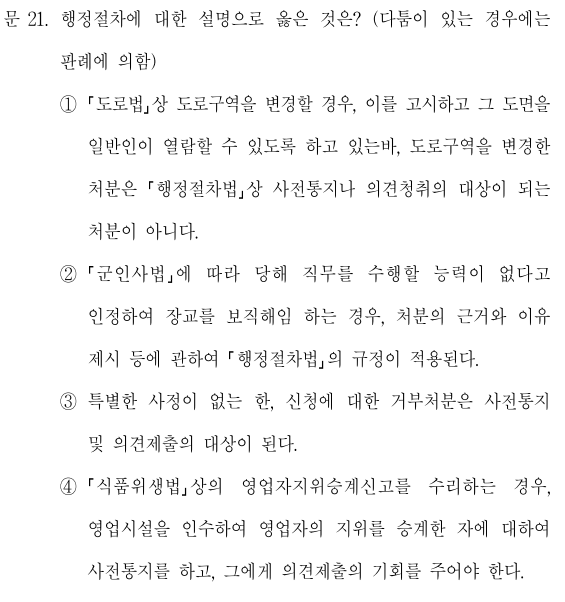  2021년 국가직 7급 행정법 해설 21번~25번