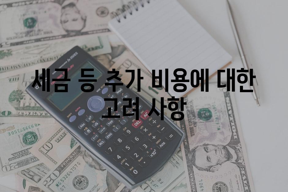 세금 등 추가 비용에 대한 고려 사항