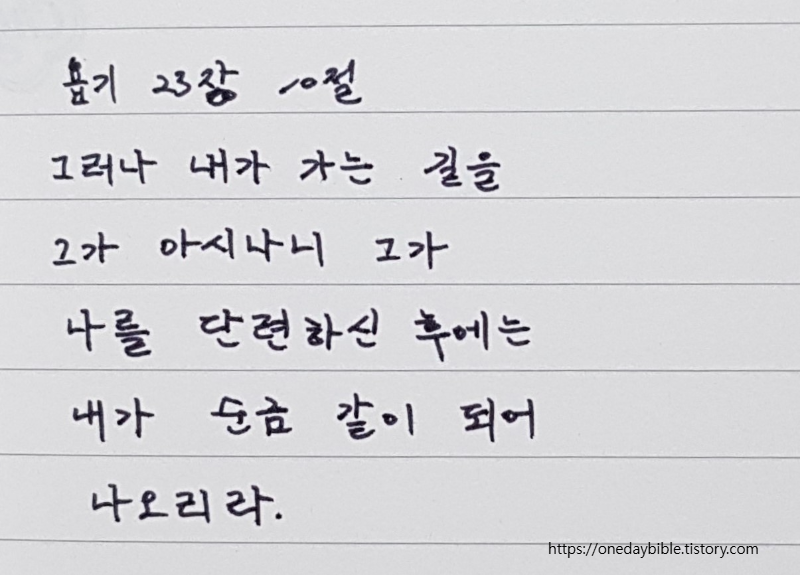 욥기 23장 10절