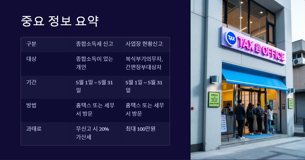 종합소득세 신고 시 사업장 현황신고 놓치지 말기