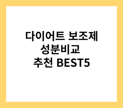 다이어트 보조제 성분비교 추천 BEST5