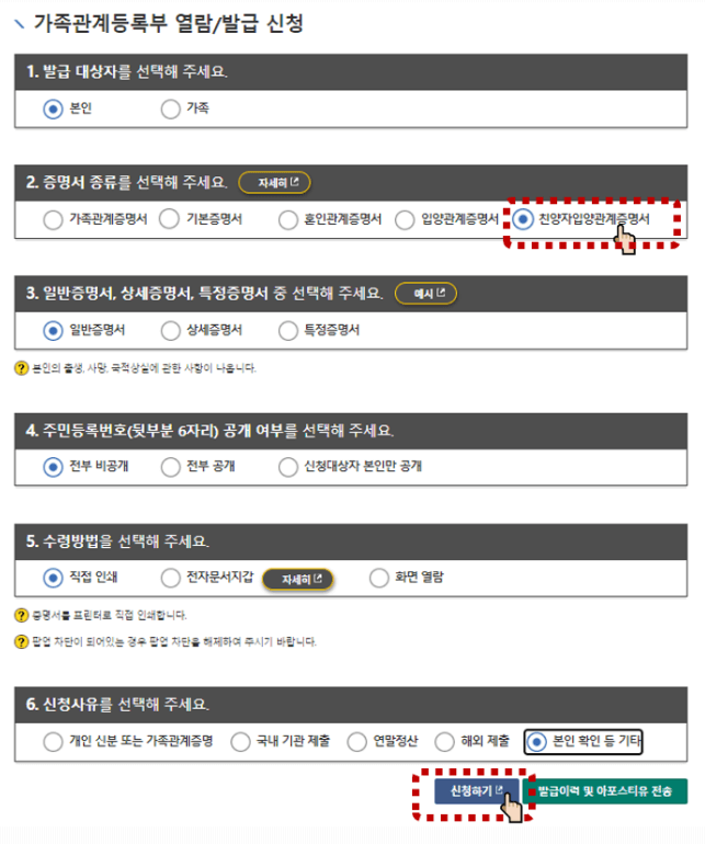 친양자입양증명서 인터넷 발급 방법 및 주의사항