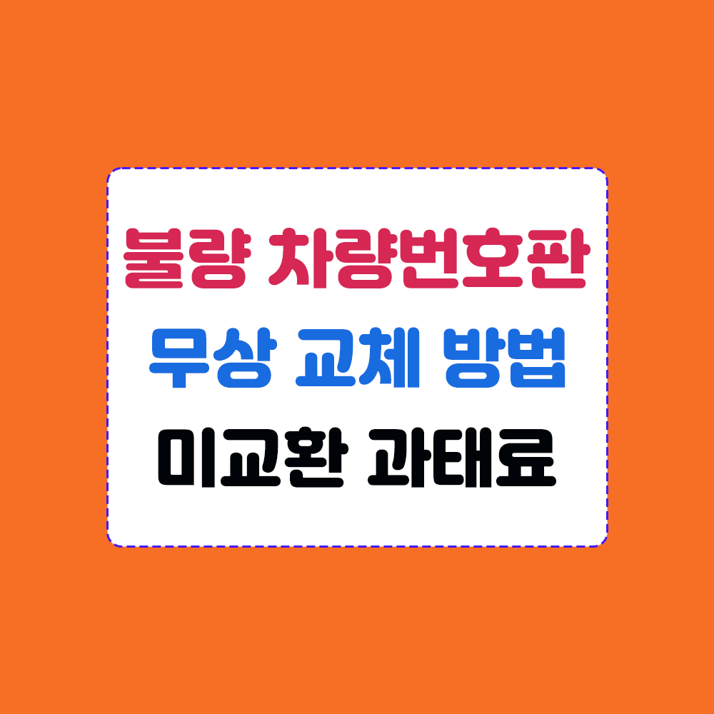 불량 번호판 필름식 과태료 처분 대상 (무상 교체 방법) 설명