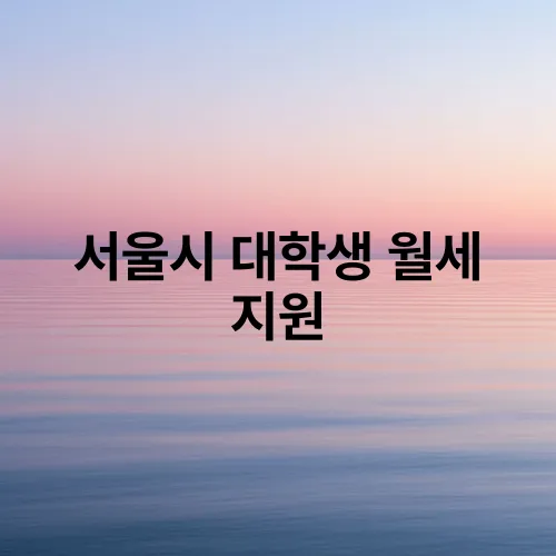 서울시 대학생 월세 지원