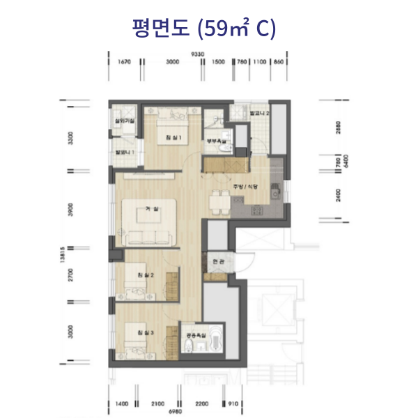 올림픽파크 포레온 평면도 59타입