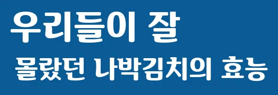 우리들이 잘 몰랐던 나박김치의 효능