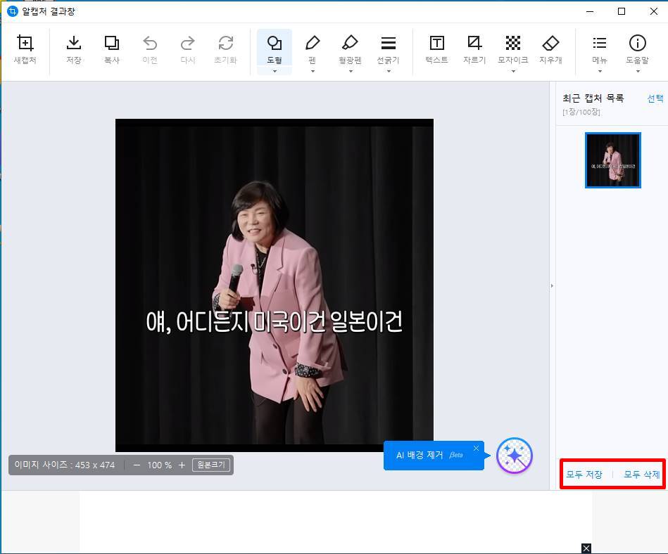 알캡쳐 크기지정 화면캡쳐 방법