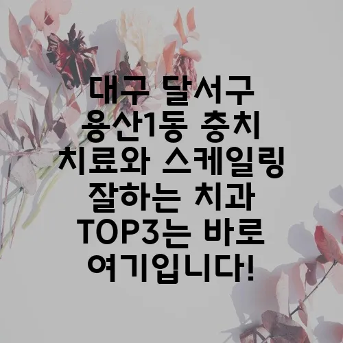 대구 달서구 용산1동 충치 치료와 스케일링 잘하는 치과 TOP3는 바로 여기입니다!