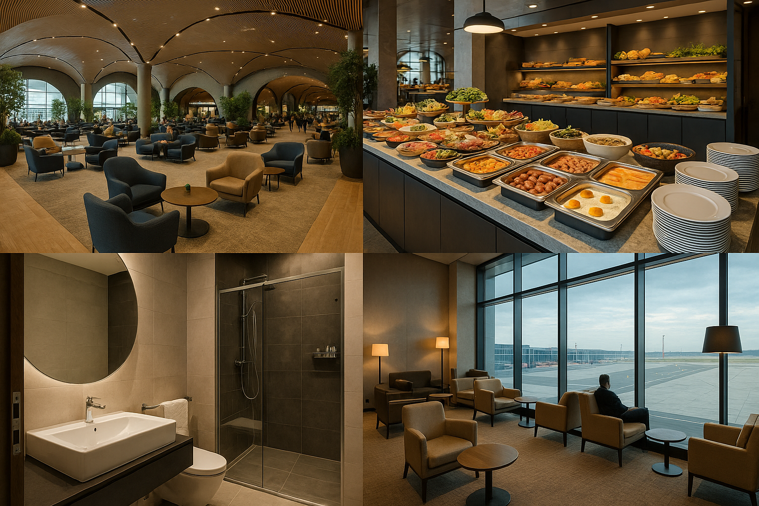 이스탄불 신공항 Lounge 내부 전경+ 뷔페+ 샤워실+ 창가 조용한 좌석 공간
