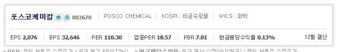 포스코케미칼 주가 배당금 조회 3