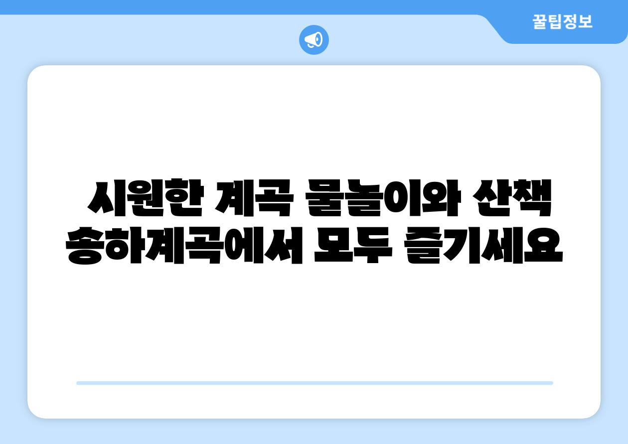  시원한 계곡 물놀이와 산책 송하계곡에서 모두 즐기세요