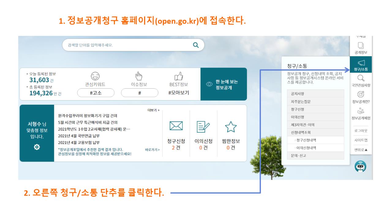  정보공개 청구에 대하여