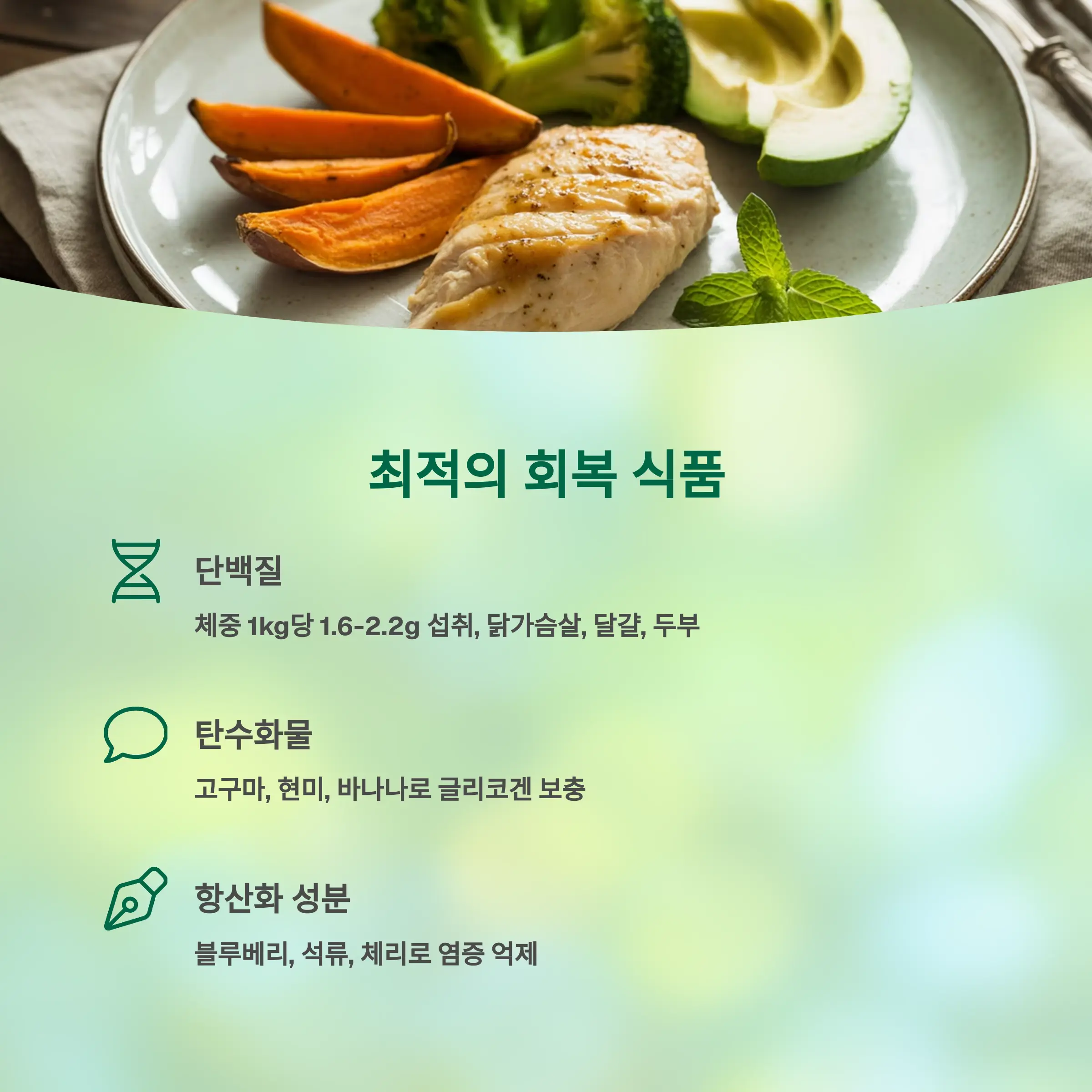 근육 회복을 위한 식단 구성과 권장 식품