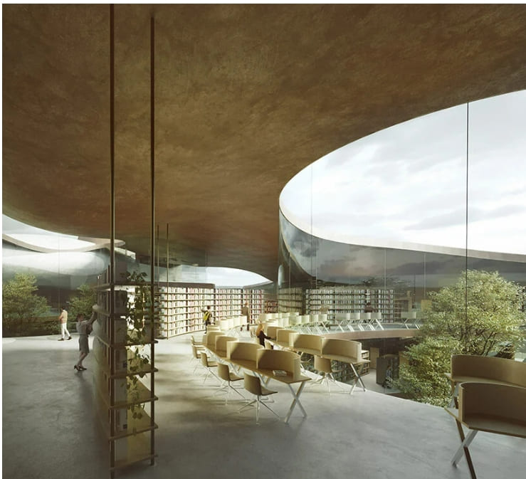 노아의 방주 컨셉의 이탈리아 밀라노의 &#39;지식의 나무&#39; 도서관 Noa* tops library concept in milan with organic roof ring + blossoming park